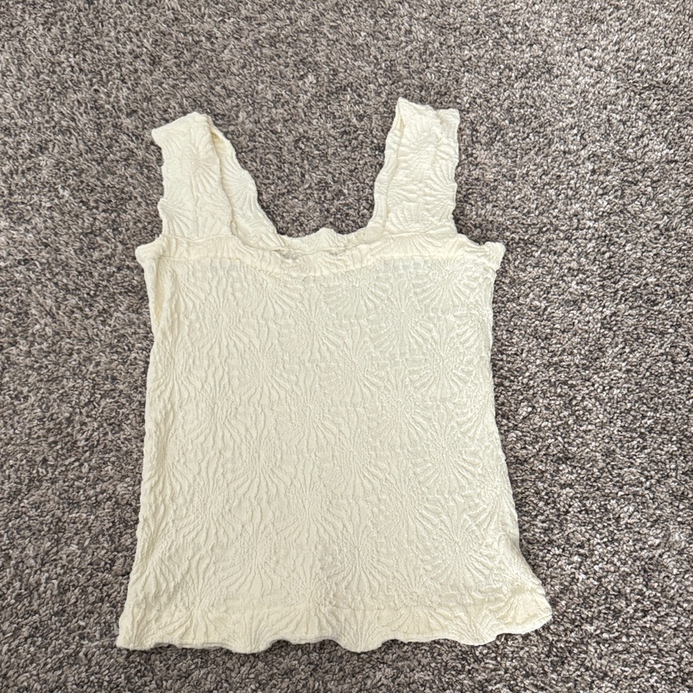 Amazon Cream Textured Square Neck Tank